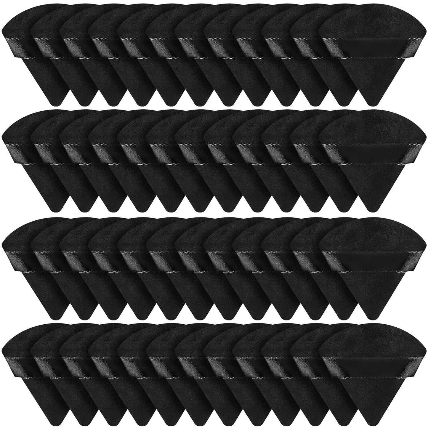 Suclain 48 Pcs Velour Triangle Powder Puff Soft Velour Makeup Puff for Face Powder Makeup Triangle Sponges for Wet and Dry Cosmetic Foundation Loose Mineral Body Makeup Tool(Black)