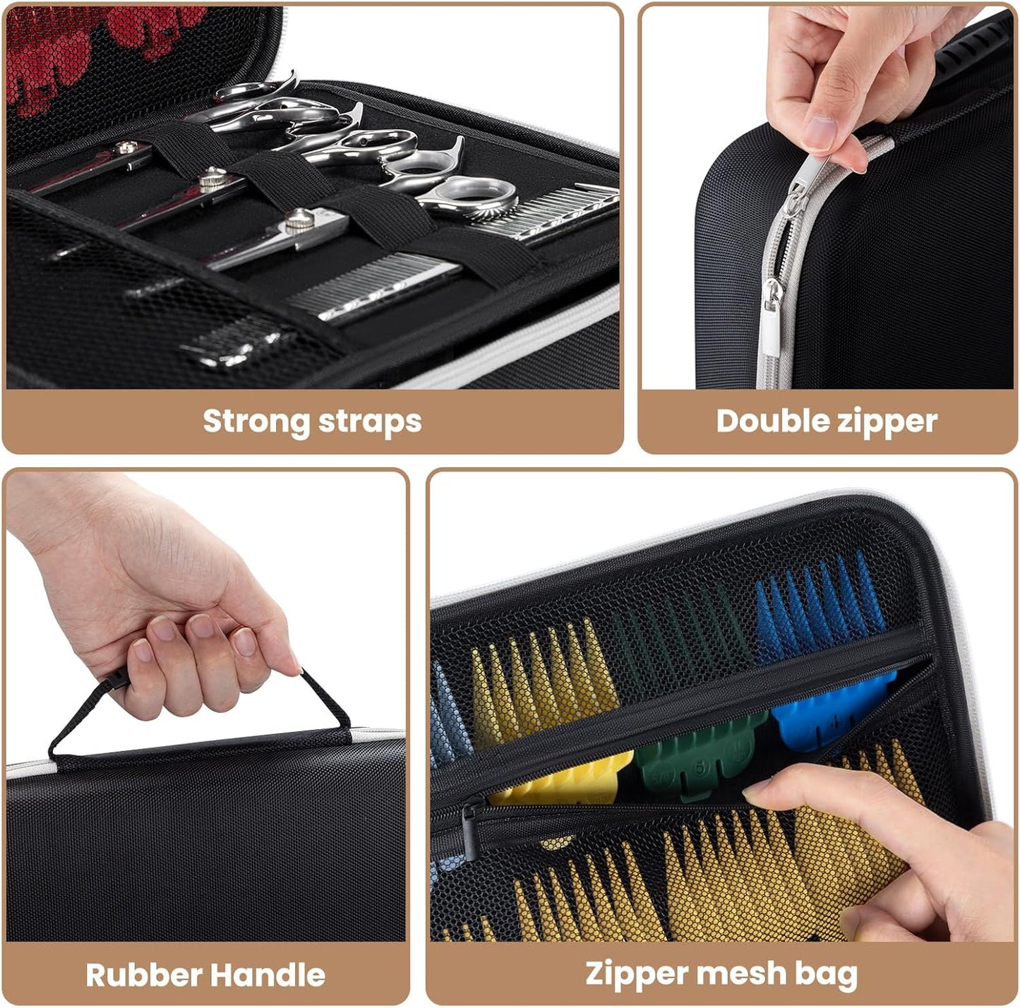 Noverlife Large Hard Clipper Case for Barbers, Portable Hair Cutting Barber Supplies Organizer Bag, Mens Trimmers Box, Hair Salon Carrying Bag for Men Razor Guard Grooming Kits Storage