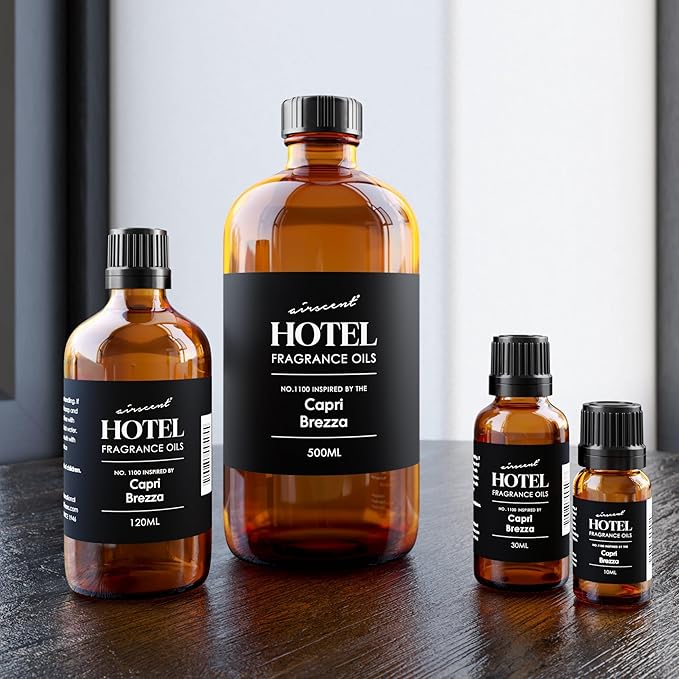 AirScent Capri Brezza Diffuser Oil - Volcano-Inspired Premium Fragrance Oil No. 1100 for Ultrasonic and Waterless Diffusers and Crafting - 10 mL, 0.34 fl oz Glass Bottle with Dropper