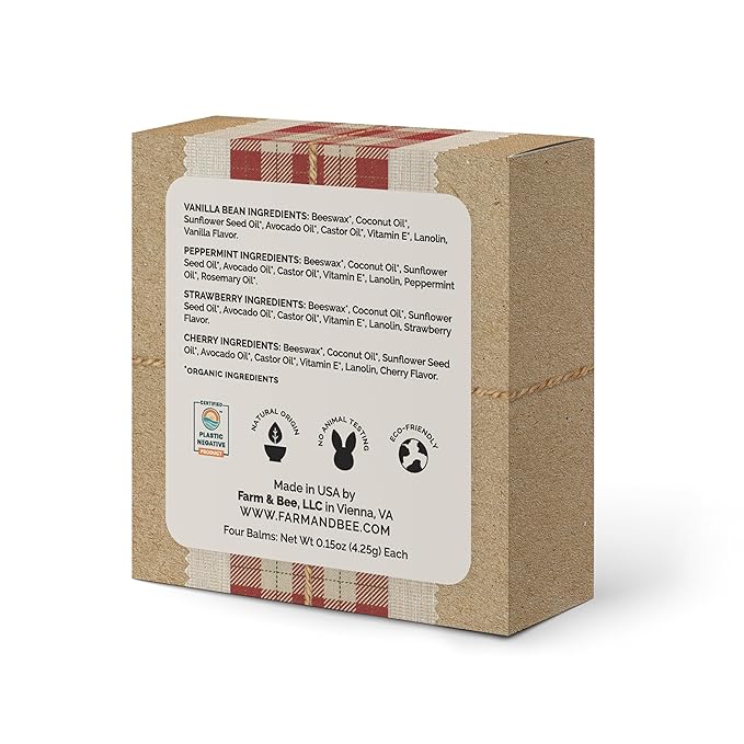 Natural Lip Balm – Stocking Stuffer - 4 Pack Gifts for Women & Men - Organic & Natural Ingredients - Moisturizing Lip Chapstick - Great Gift Idea for Women, Men, Boys, and Girls - 0.15oz (Pack of 4)