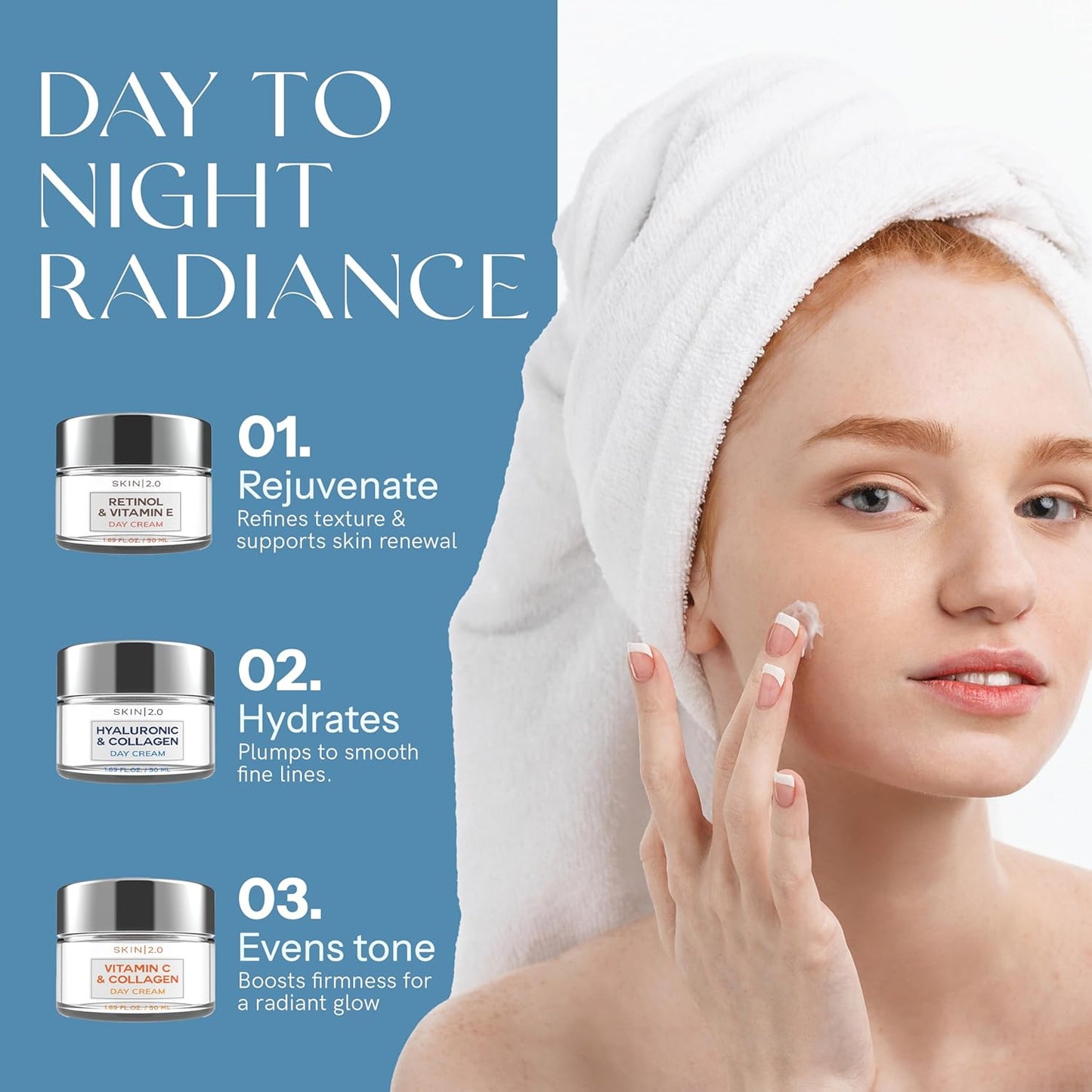 Moisturizer Creams Value Set - Dermatologist Tested, Hydrating - Anti-Aging, Clean Beauty, Natural Ingredients, Cruelty-Free Korean Skin Care for All Skin Types (3-Pack)