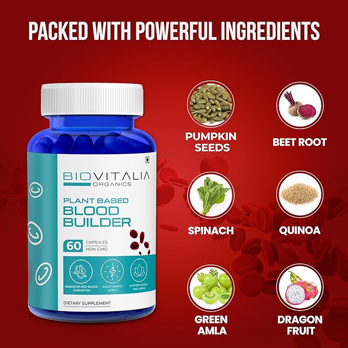 Plant Based Blood Builder Capsules Iron 1000mg - 60 Capsule