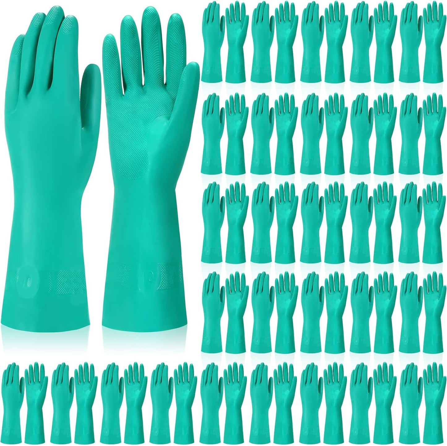 10 Pairs Chemical Resistant Gloves Heavy Duty Thick Nitrile Gloves Bulk for Cleaning, Resist Household Acid, Alkali and Oil (Large)