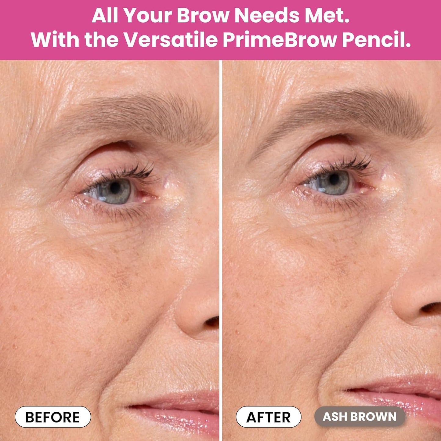 Prime Prometics PrimeBrow Pencil for Mature Women – Ultra-Precise Tip for Natural, Hair-Like Strokes – Smudge-Proof & Long-Lasting Wear – Great for Thinning, Sparse, or Graying Brows (Ash Brown)