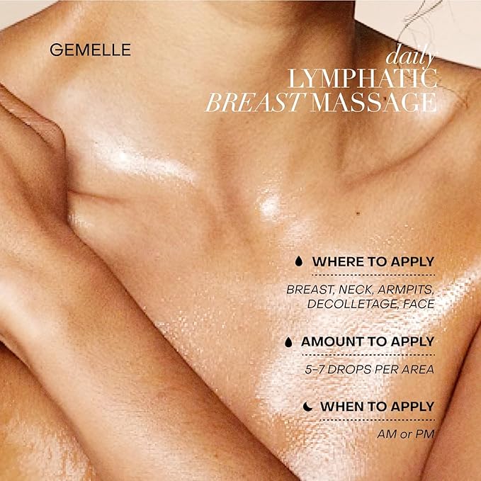 GEMELLE Lymphatic Breast Massage Oil | 2024 Product of The Year | Honeybush & Helichrysum | Paraben-Free, Clean Beauty, Luxury Natural Skin Care, 15ml