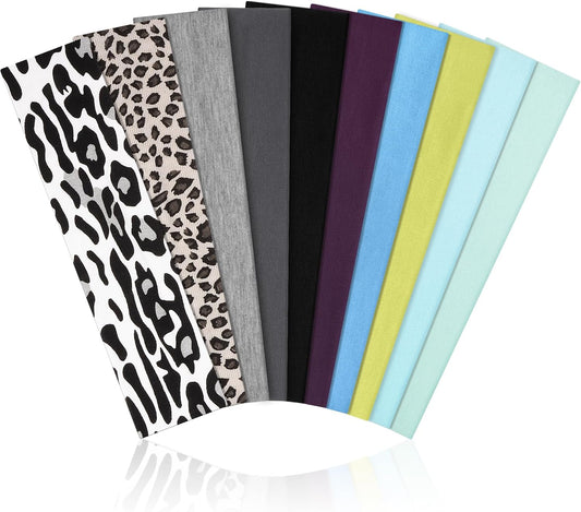 10 PCS Headbands for Women - Fashion Non Slip Cotton Headbands for Women and Men Perfect for Sports and Outdoor Activities in Summer,Including Running, Yoga, Cycling, Gym Workouts