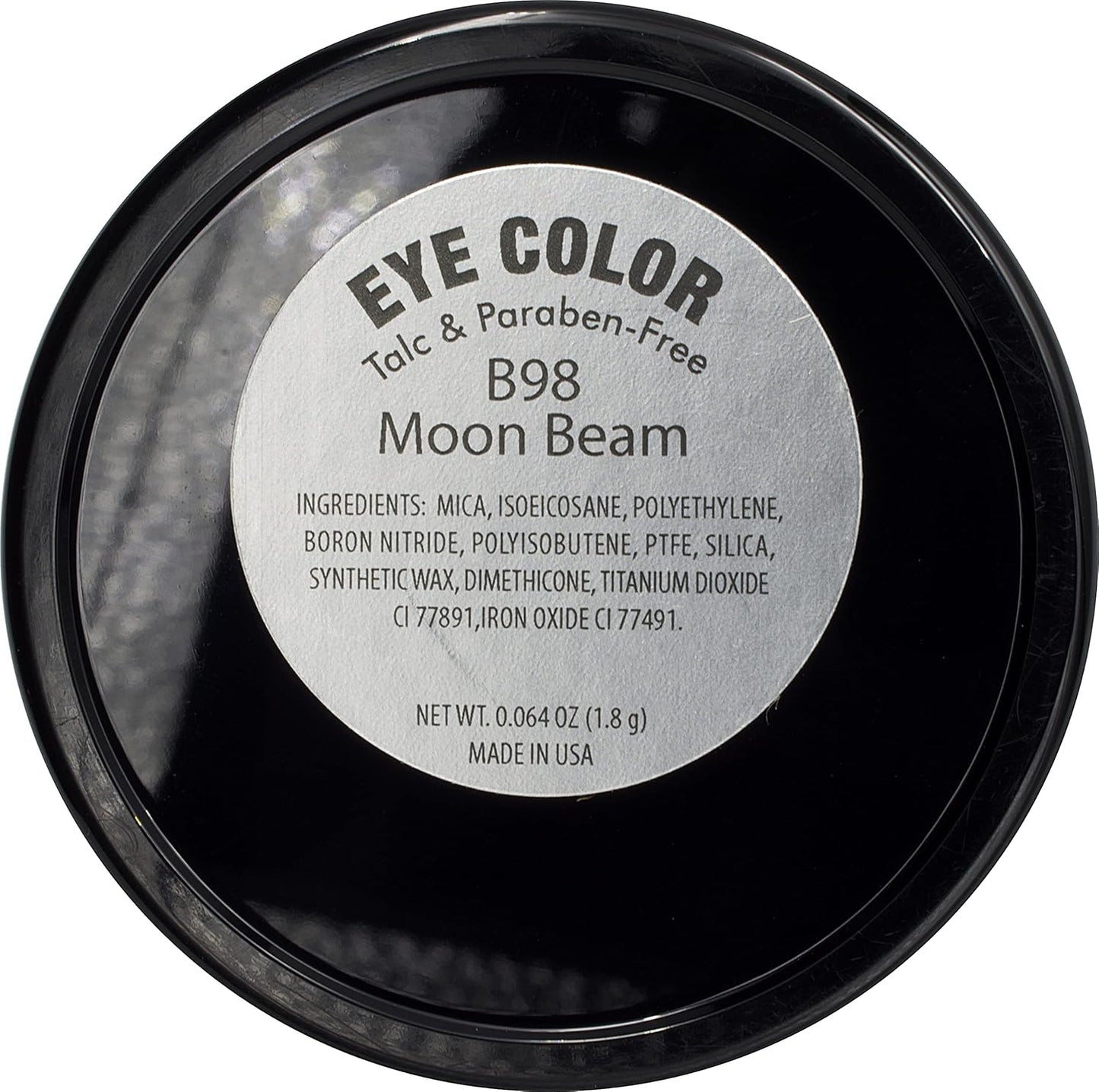 Moon Beam Soft Off White Gold Shimmering Satin Pressed Powder Single Vegan Eyeshadow; Talc, Paraben & Cruelty Free