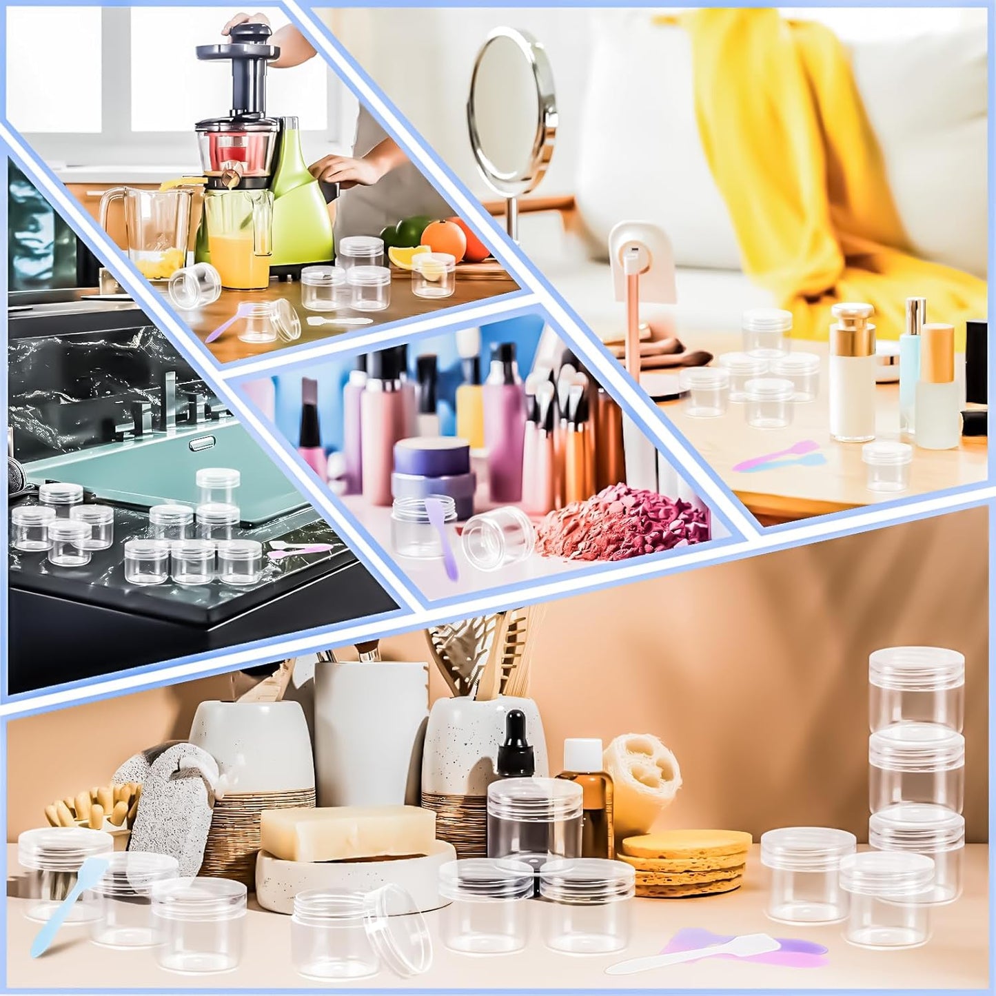 MotBach 35 Pack 20g Plastic Jars Containers, 20ml Travel Size Container Jars with Lids, 0.7oz Round Clear Cosmetic Container Jar for Travel Makeup Cosmetic Lip Balm Salve Sample Cream Beauty Lotion