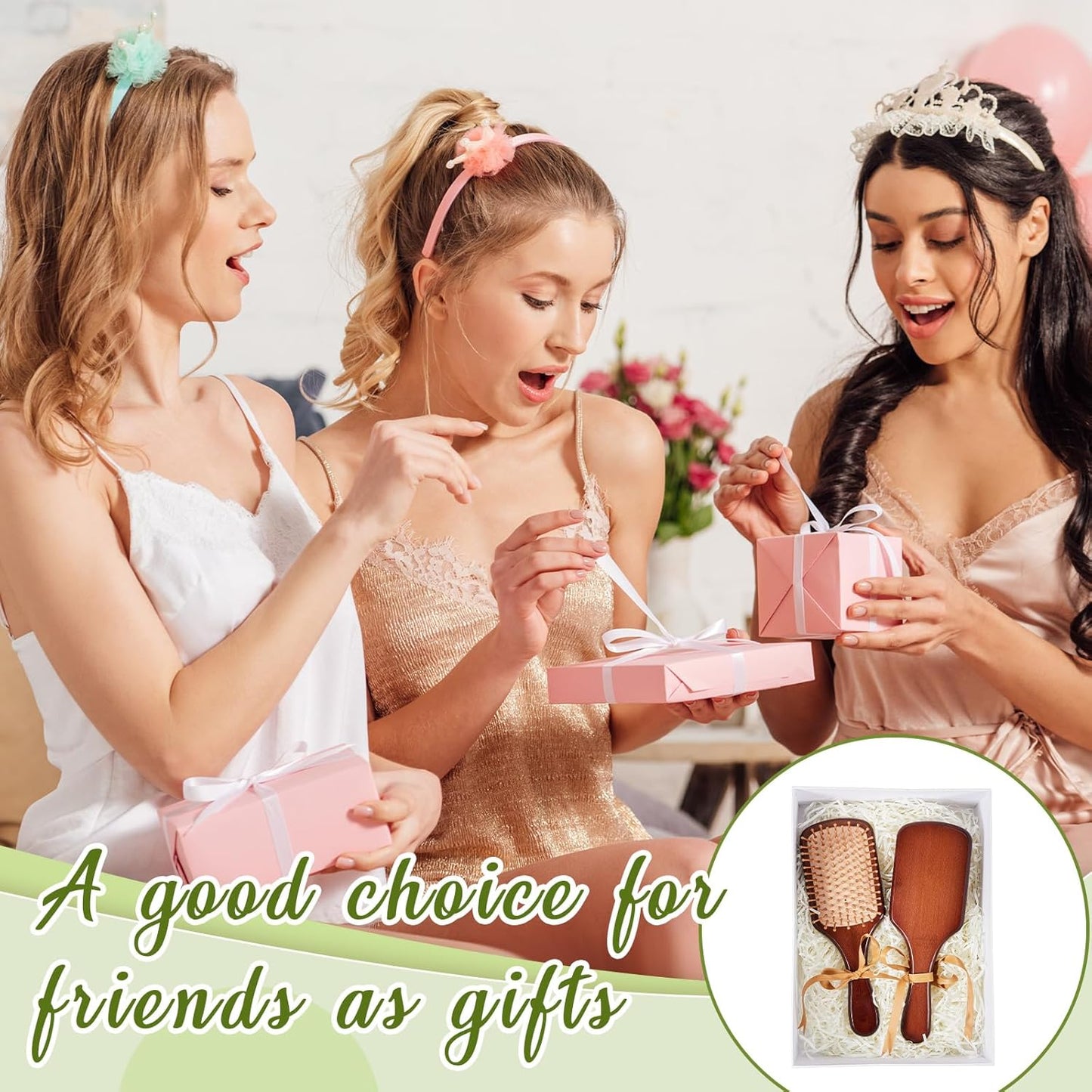 Tessco for you 12 Pcs Christmas Bamboo Hair Brushes Thanksgiving Bulk Wooden Paddle Brush Scalp Massage Bristle Anti Static Engraving DIY Gift for Women Wedding(9.65'' X 3.35'',Deep Brown-natural)