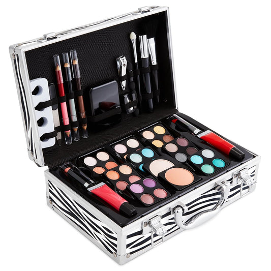 Vokai Makeup Kit Gift Set – 79 Piece - 32 Eye Shadows, 2 Blushes, 2 Lip Glosses, 2 Lipsticks, 2 Eye Liner Pencils, 1 Lip Liner Pencil, 1 Mascara - Case with Carrying Handle