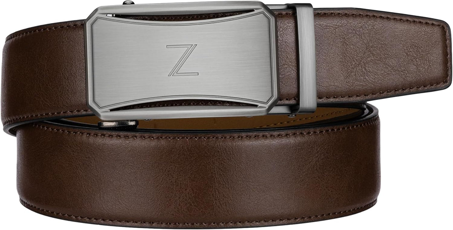 Zitahli Belt Men, Ratchet Belt Dress with 1 3/8" Premium Leather,Slide Belt with Easier Adjustable Automatic Buckle