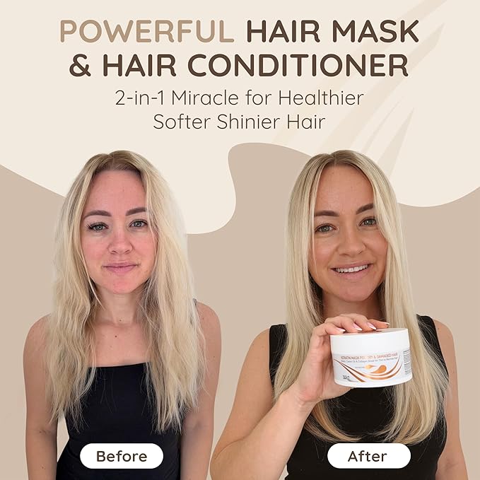 VITAMINS hair cosmetics Keratin Hair Mask Deep Conditioner - Biotin Collagen Protein & Castor Oil Repair for Dry Damaged Hair - Conditioning Treatment for Curly or Straight Thin Fine Locks