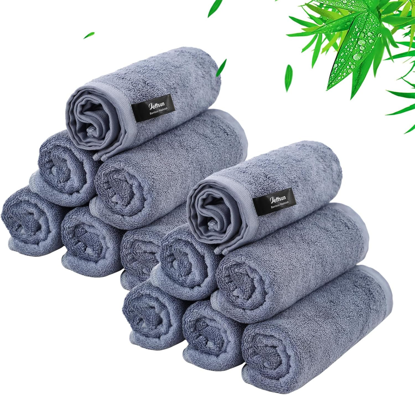 Wash Cloths 12 Pack, Reusable Makeup Remover Towel, Super Soft and Gentle Face Towel for Sensitive Skin, 10x10 inch Small Face Washcloths, Easy to Clean Lint Free Slate Blue Facial Cleansing Cloths