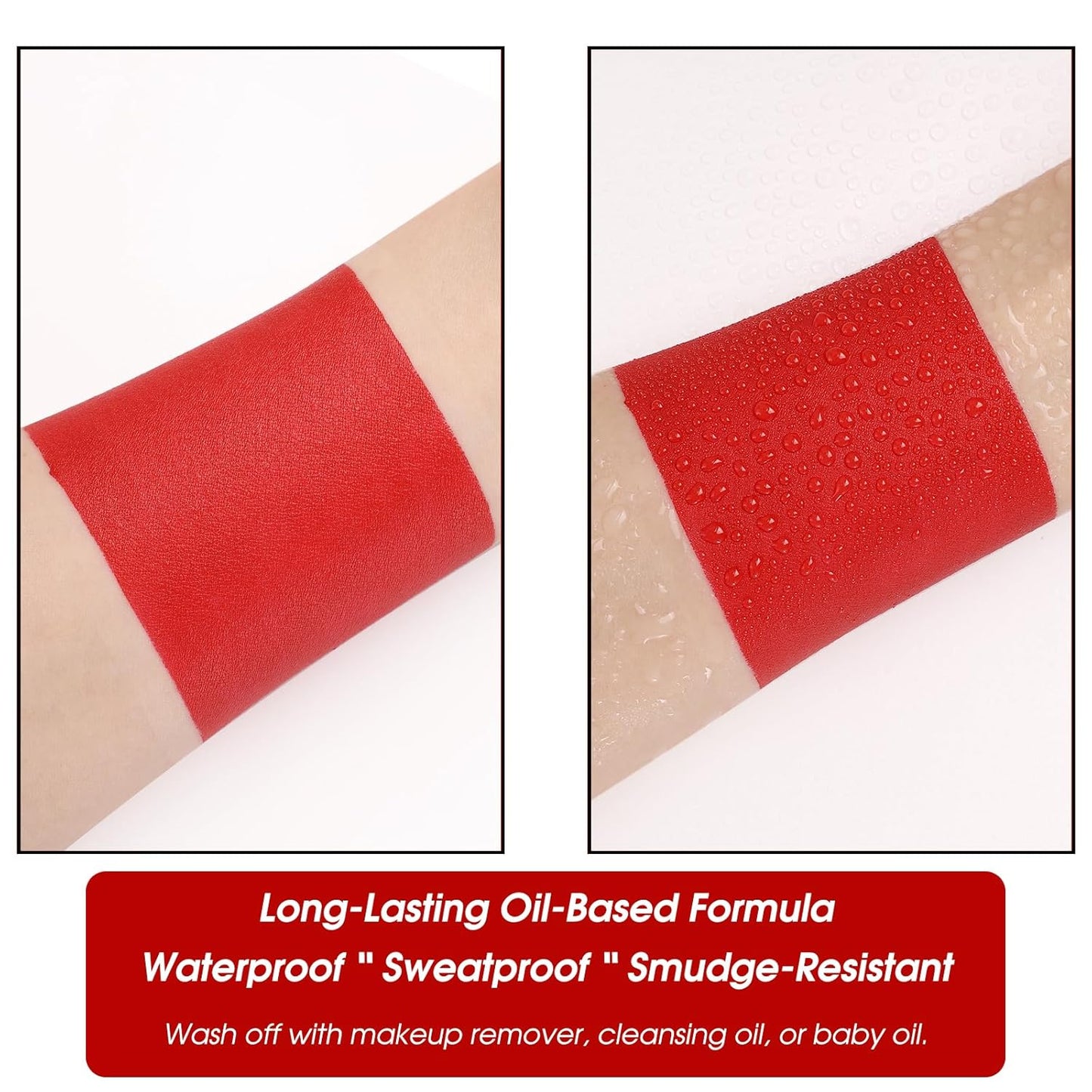 BOBISUKA Red Body Face Paint Stick, Sweatproof Eye Black Stick for Baseball Football Softball Sports - Full Coverage Face Painting for Devil, Vampire, Wound Joker Halloween Looks