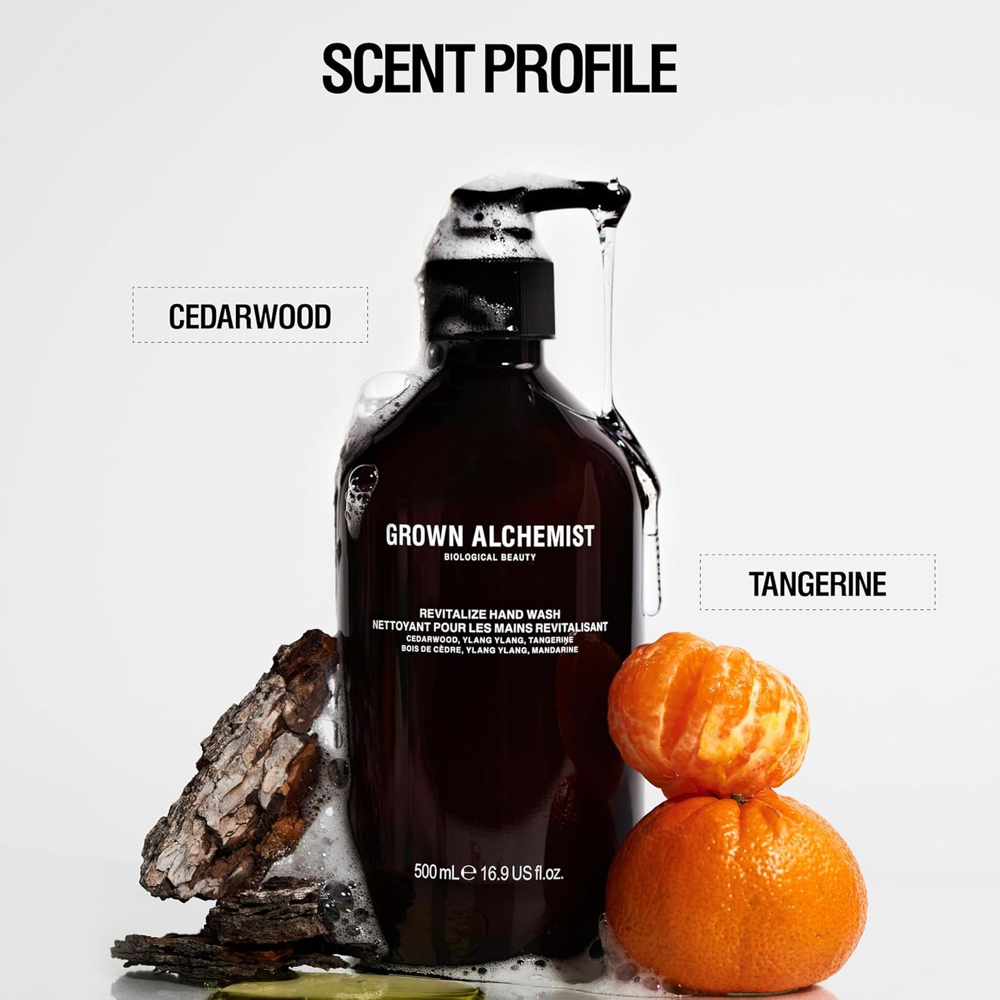 Grown Alchemist Revitalize Hand Wash. Cedarwood, Ylang Ylang, Tangerine. Gentle Hand Wash Hydrates and Cleanses Skin, 16.9 Ounce (500mL).