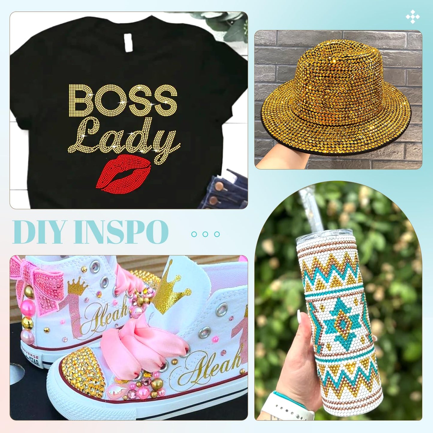 6100Pcs Resin Rhinestones for Crafting with 2Pcs 10ml B7000 Jewelry Glue, 1 Box Flatback Crystals Diamond (Gold) for Bedazzling Crafts DIY Nail Art Non Hotfix Gems for Clothing Shoes Tumblers