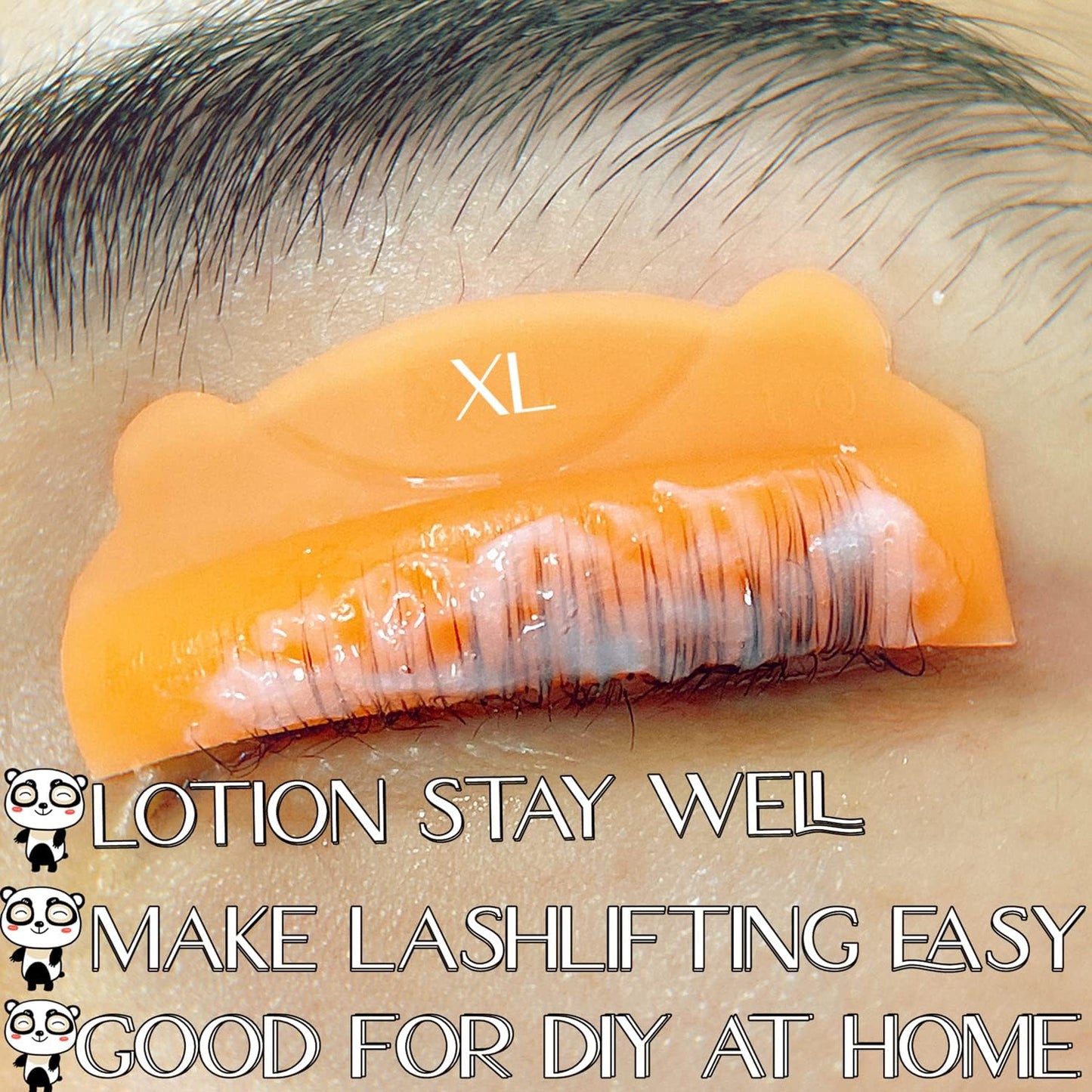 Lash Lift Pad, Eyelash Lift Shield, 5 Sizes Perm Rod DIY Lash Lifting at Home, Softer Perming Curlers Fit Eyes, Reusable Silicone Roller Orange Flat C curl Work with Glue Balm Very Well