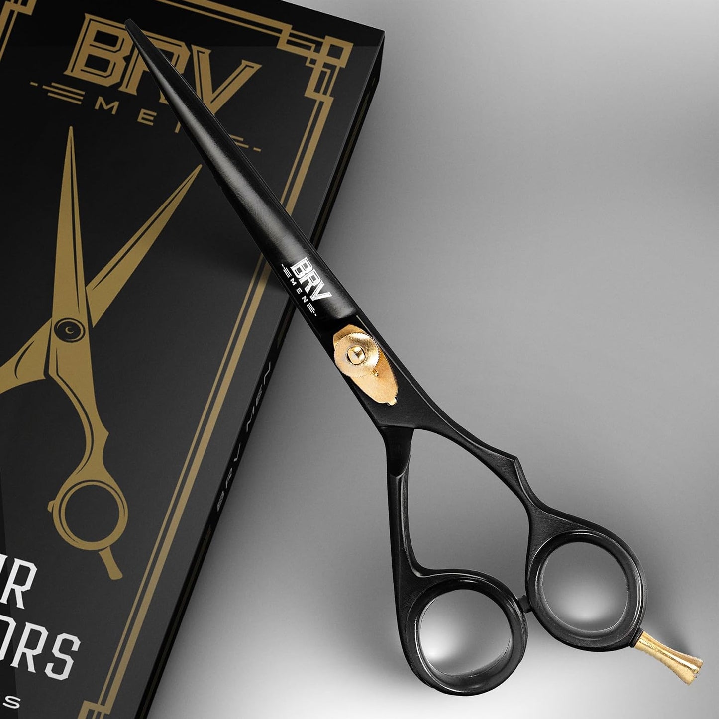 Razor Sharp Hair Scissors - 6.5" - Hammer Forged & Hand Sharpened - 100% Stainless Steel - RIGHT HANDED (Black)