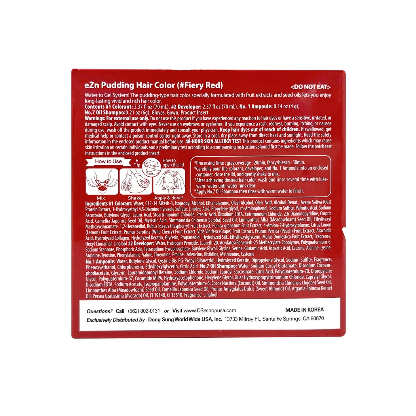 eZn Pudding Hair Dye, Ammonia-Free, Semi-Permanent DIY Korean Hair Dye Color with Keratin, Odorless Gentle for Sensitive Skin No Skin Irritation (Fiery Red)