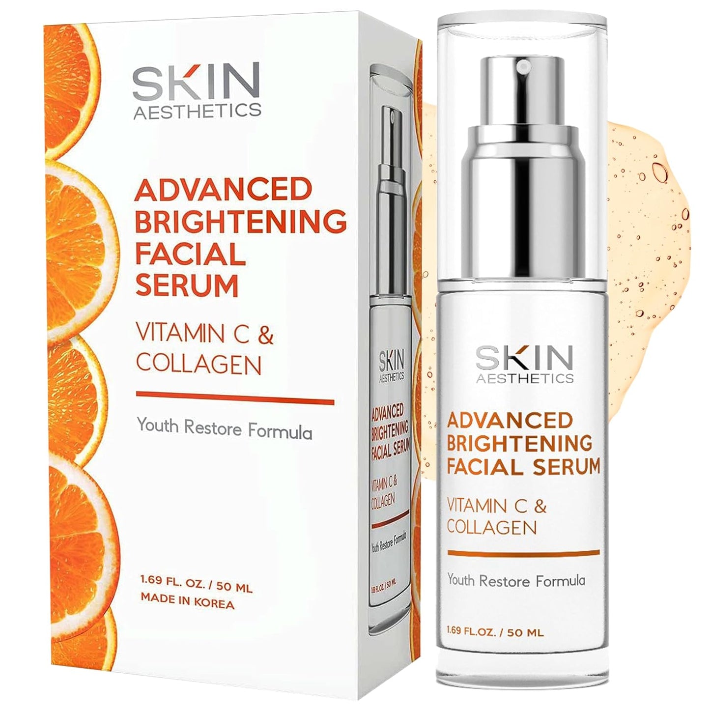 Vitamin C Serum For Face - Dermatologist Tested - with Collagen For Dark Spots, Skin Brightening, Anti-Aging & Acne + Fine Lines & Wrinkles - Vegan, Clean Beauty Korean Skin care