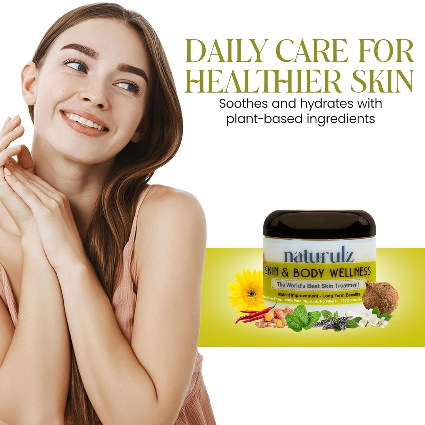 Naturulz Skin & Body Wellness 4oz – Everyday Essentials with Nourishing Coconut oil, Antioxidant-rich Turmeric, Oregano, Parsley, Rosemary & More, Body Butter for Summer Beach Vacation Essentials