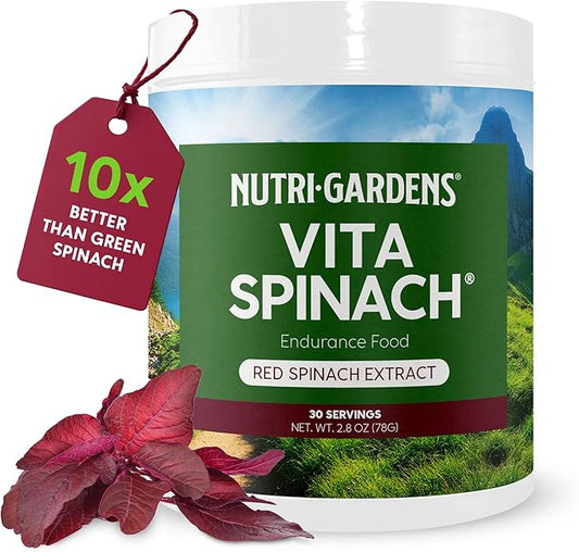 Vita Spinach Powder -Red Spinach Extract Nitric Oxide Booster -Supports Blood Pressure & Flow, Energy, Endurance, Pre Workout Performance Boost -Natural Superfood Supplement (30 Servings)