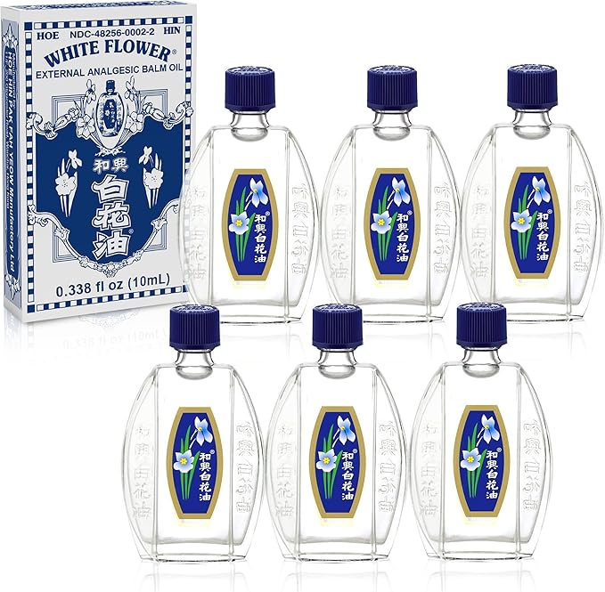 White Flower External Analgesic Balm Oil 10ml/ 0.338fl Oz., Authentic US Import(6 Packs)