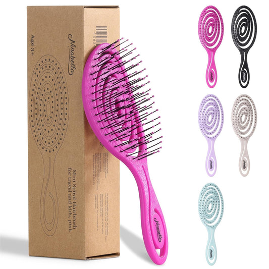 Ninabella Spiral Hairbrush - Detangle Hair Brush - For Brushing Wet or Blow Dry Hair - Detangler Vent Brush - Hairbrushes for Travel - Pink