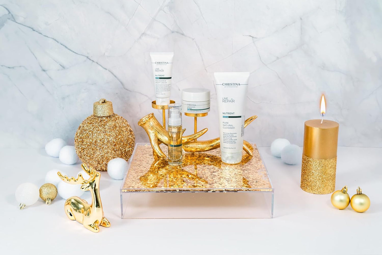 -CHRISTINA- Christmas Gift Box #5 Line Repair Nutrient | Cleanser Serum Day Cream SPF15 Aqua Mist