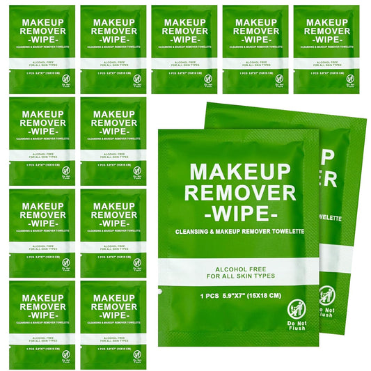 20 Count Makeup Remover Wipes Bulk Individually Wrapped, Travel Towelette Makeup Remover Individual Gentle Cleansing for Face Mascara Lipstick Remove Makeup