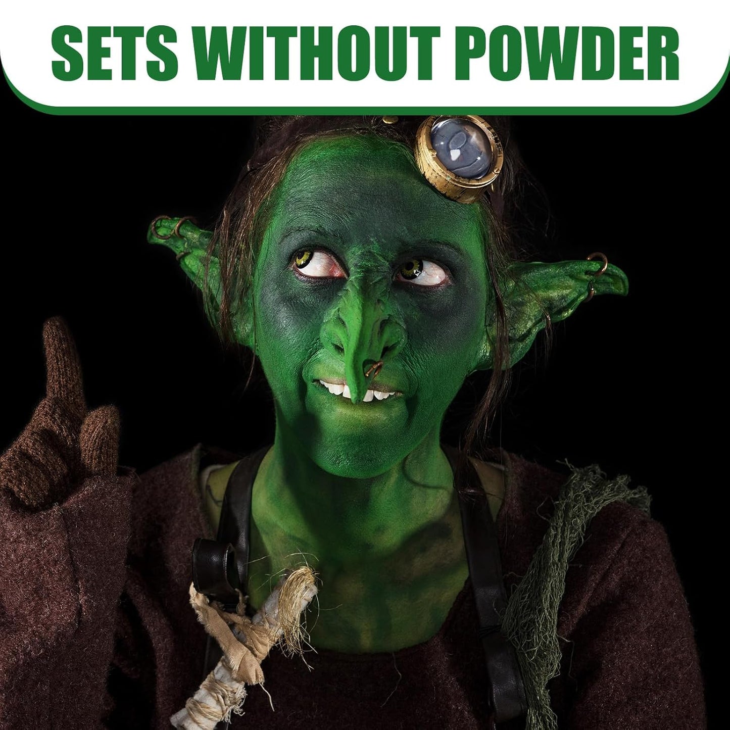 BOBISUKA Green Face Body Paint, Water Based Face Painting for Art Theater Halloween Party Cosplay Clown SFX Makeup for Women Adults, Non-Toxic Washable