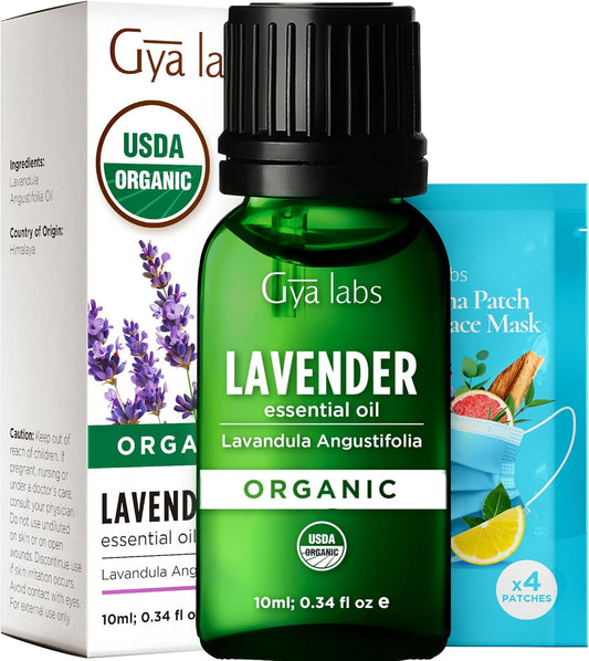 Gya Labs Organic Lavender Essential Oil - 0.34 Fl Oz - for Skin, Hair, Diffuser, Aromatherapy, DIY Candle Making Scents