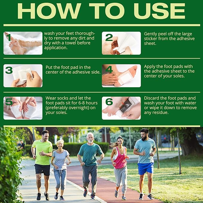 Natural Herbal Foot Pads - 100 Pack Ginger Oil & Bamboo Charcoal Premium Foot Care Patches - Relieves Stress and Fatigue - Improves Sleep and Supports Body Cleansing