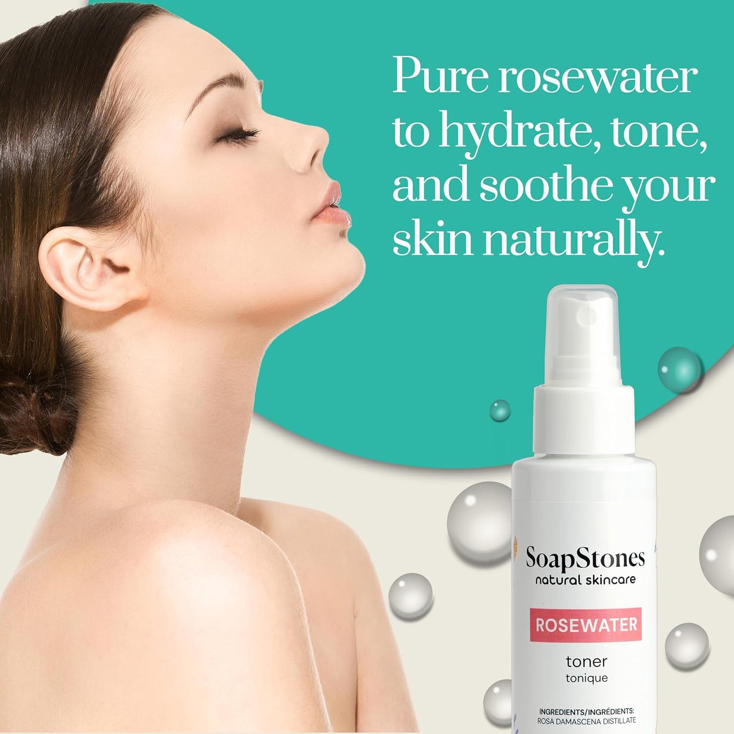 Soapstones Rose Skincare Bundle - Rosewater Toner, Bulgarian Rose Facial Wash & Rosewater Moisturizer - Hydrating Toner, Deep Moisture Face Cream & Natural Face Wash for Glowing Complexion