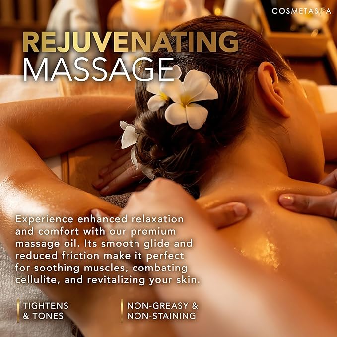 Cellulite Massage Oil & Hot Cream - 100% Natural Cellulite Oil & Gel, Highly Absorbable, Firm, Tone, Tighten & Moisturize Skin - Soothes Muscles (8.8 Fl Oz Each Bottle)