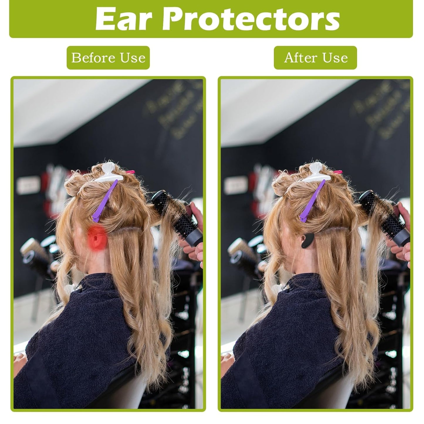 Ear Protectors for Shower, Hair Dye & Hair Dryer - Reusable Silicone Ear Cover with L/R Mark, Protection Hairdressing Protector Caps for Salon Home Use
