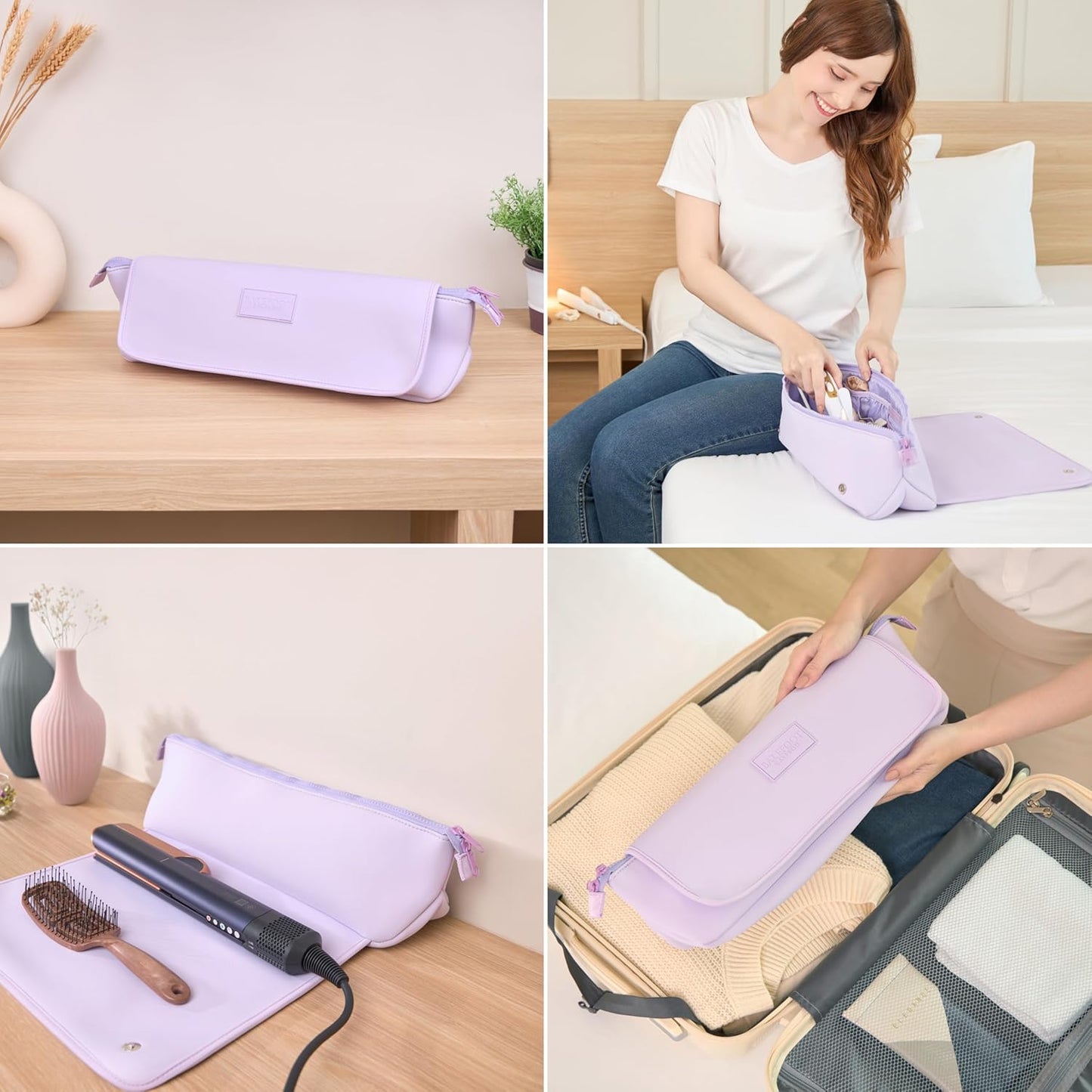 BAREFOOT CARIBOU Hair Tools Travel Bag and Heat Resistant Mat for Flat Irons, Straighteners, Curling Iron, and Haircare Accessories, 2-in-1 design, with Interior Pockets, Portable Organizer