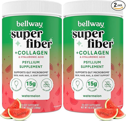 Bellway Super Fiber Powder + Collagen (2 Pack), (21.2 oz)