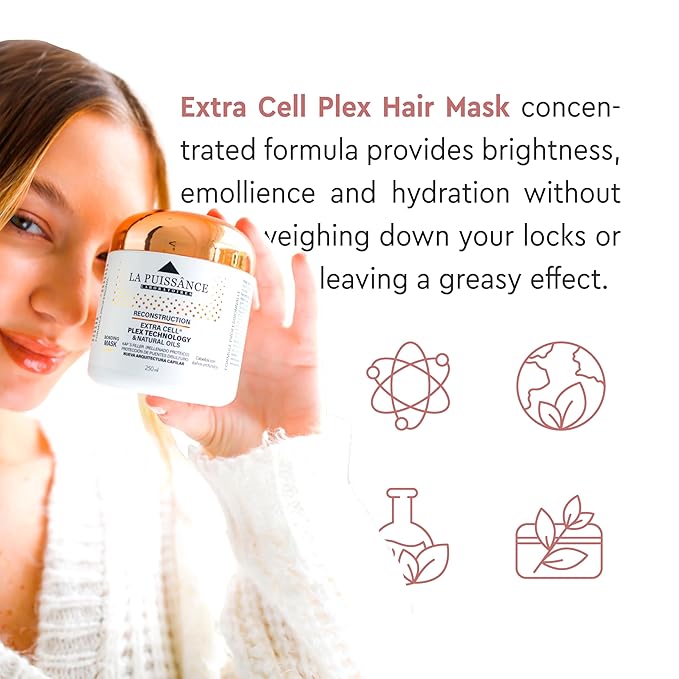 Extra Cell Plex Deep Conditioning Hair Mask Step 3 - Moisturizing Repair Treatment for Damaged Hair - Ideal for Color-Treated, Bleached & Chemically-Treated Hair for Home and Salon Use