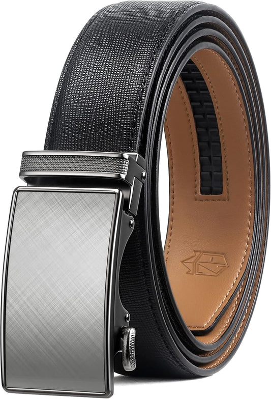 Zitahli Belt Men, Ratchet Belt Dress with 1 3/8" Premium Leather,Slide Belt with Easier Adjustable Automatic Buckle