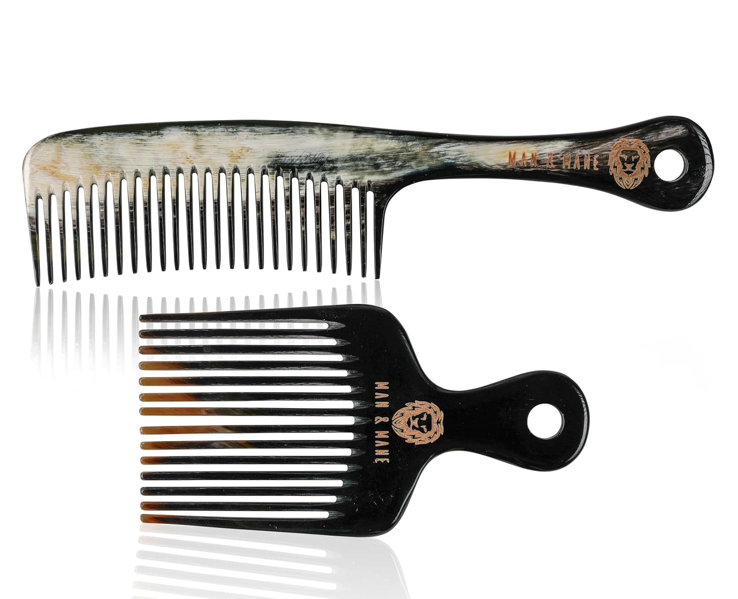 Premium Handmade 100% Oxhorn Anti-static Detangling Styling and Hair Pick Combs Combo Pack for Women & Men
