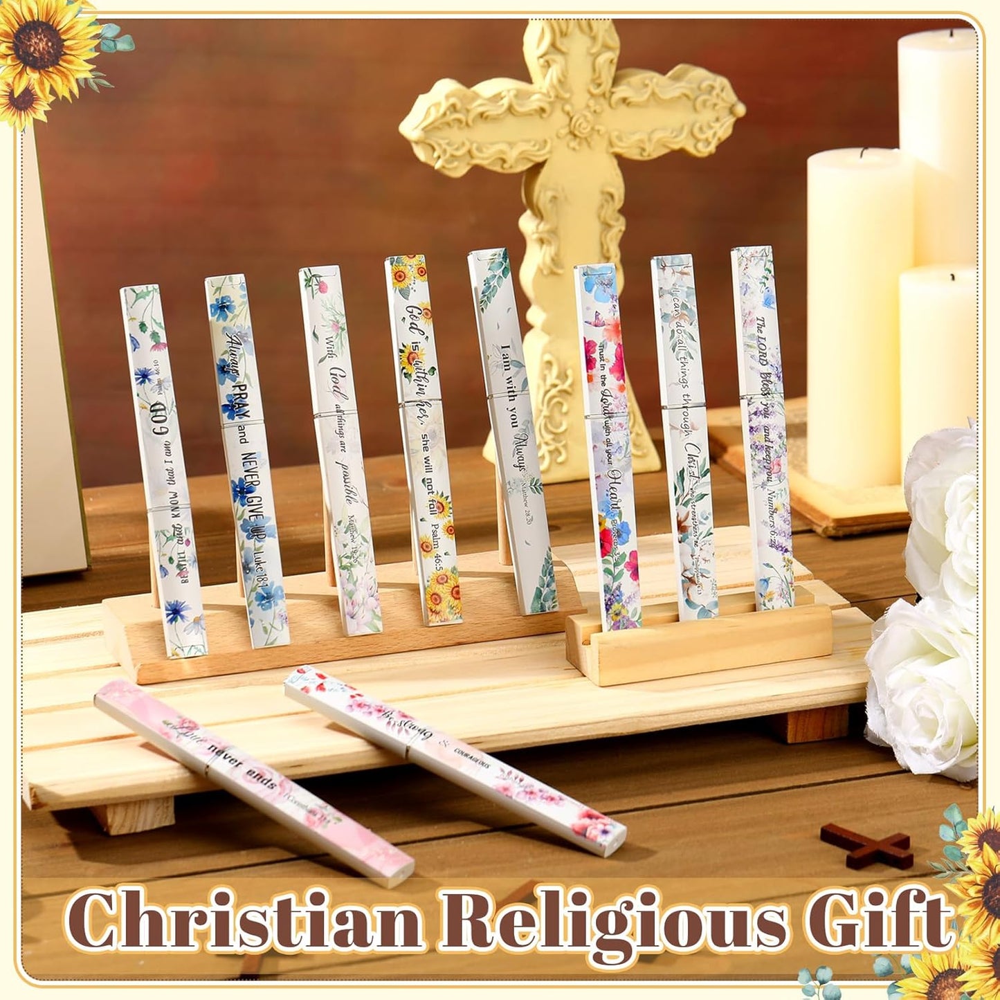 10 Pack Christian Crystal Glass Nail File for Natural Nails Christian Gifts for Women Bulk Church Bible Verse Scripture Glass File with Case Double Sided Floral Scripture Emery Boards Religious Gift