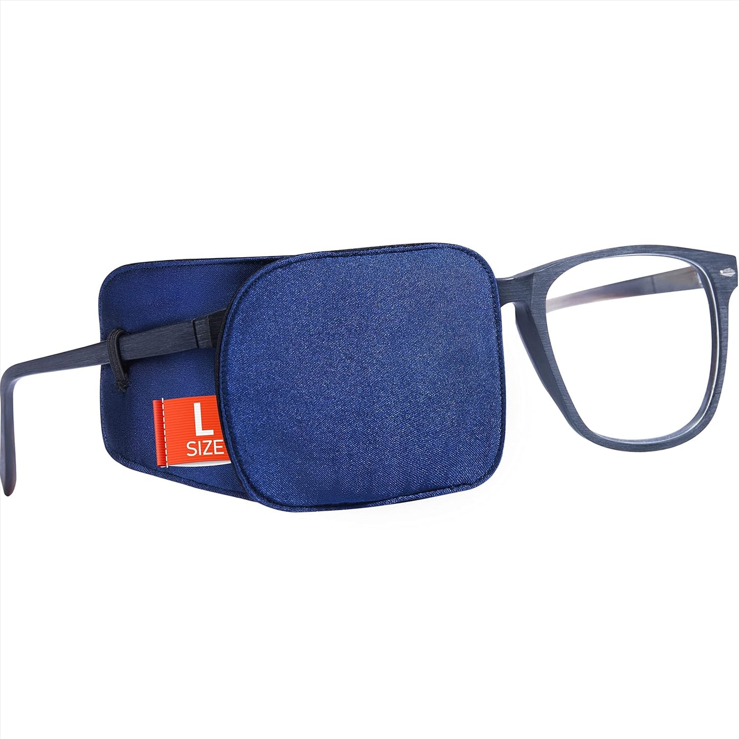 Astropic Large Silk Eye Patch for Adults Kids Big Glasses to Cover Either Eye (Large, Navy Blue)