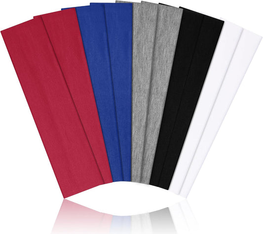 10 PCS Headbands for Women - Fashion Non Slip Cotton Headbands for Women and Men Perfect for Sports and Outdoor Activities in Summer,Including Running, Yoga, Cycling, Gym Workouts