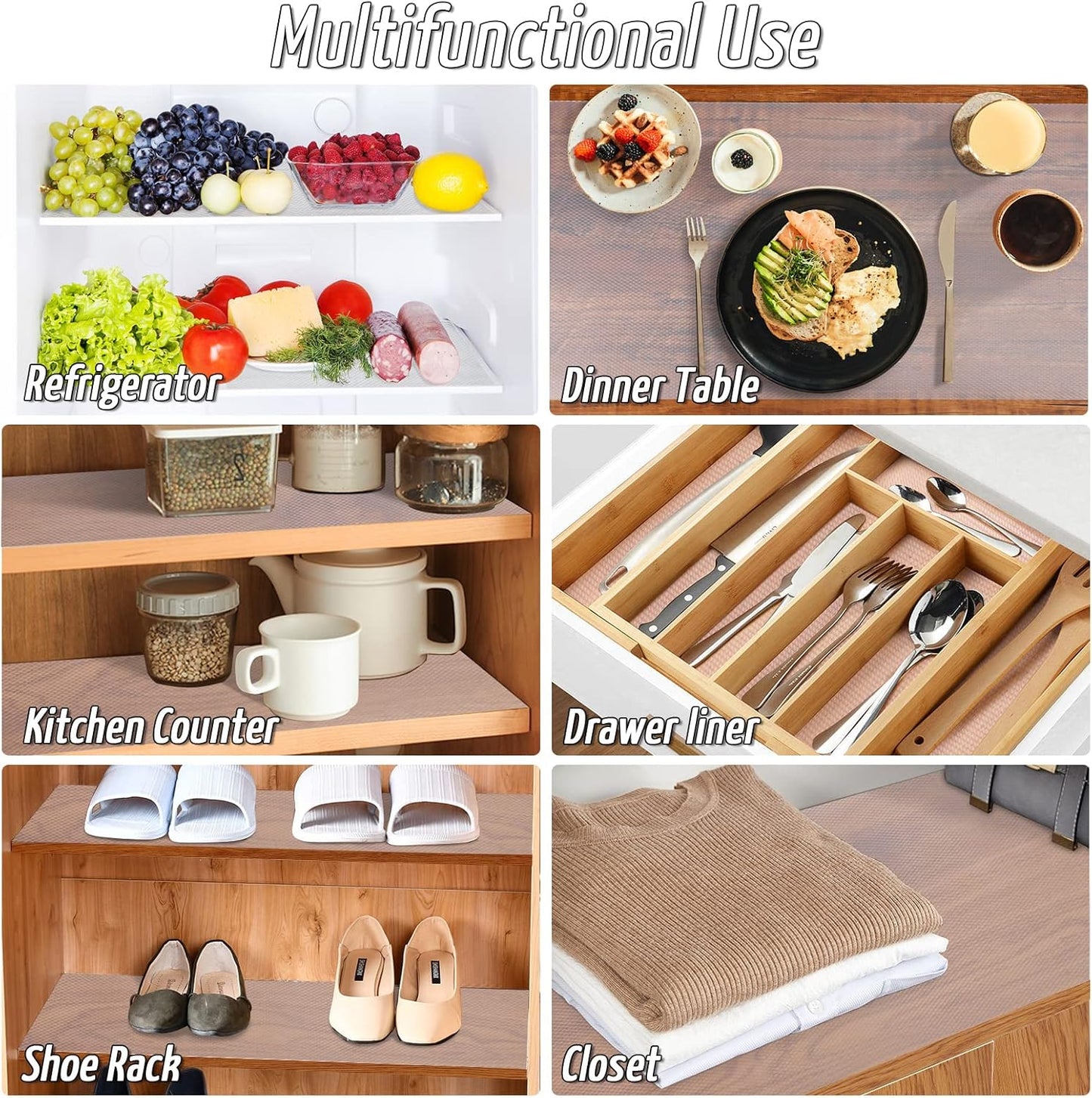 Anoak Shelf Liner Non-Slip Drawer Liner for Kitchen, Non Adhesive Cabinet Liner 12 Inch x 10 FT(120 Inch) Waterproof Refrigerator Liners for Kitchen Drawer, Bathroom Shelves Diamond Pattern Clear