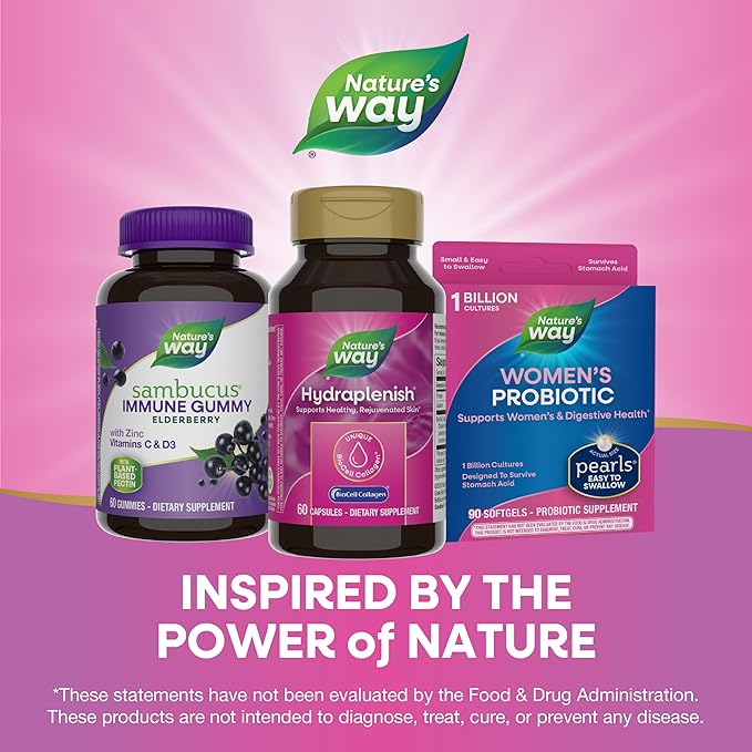 Nature's Way Hydraplenish, with Unique BioCell Collagen, Hyaluronic Acid, Promotes Collagen Production and Elasticity for Healthy Skin*, 60 Capsules (Packaging May Vary)