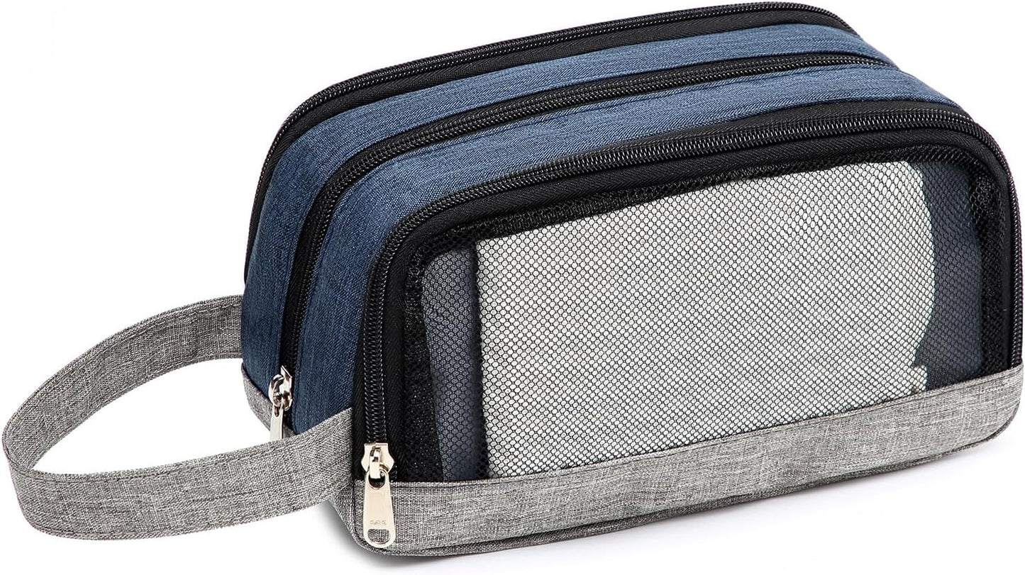Yeiotsy Men's Travel Toiletry Bag – Color Clash Dopp Kit with Mesh Pockets, Durable Shaving Organizer for Gym, Camping & Weekend Trips
