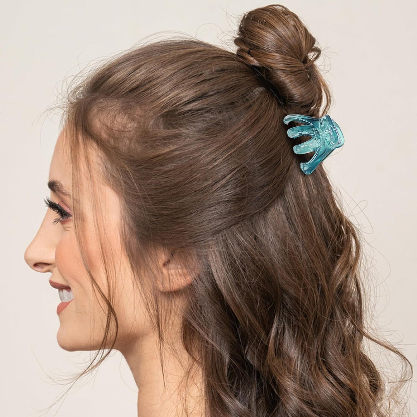 4cm Octopus Claw Clips for Clamp Half-up, 9 Pcs Colorful Small to Medium Hair Clips for Women and Girls Thick Cruly Hair, Non-slip, Durable, Hair Styling Accessories.(Transparent Color)