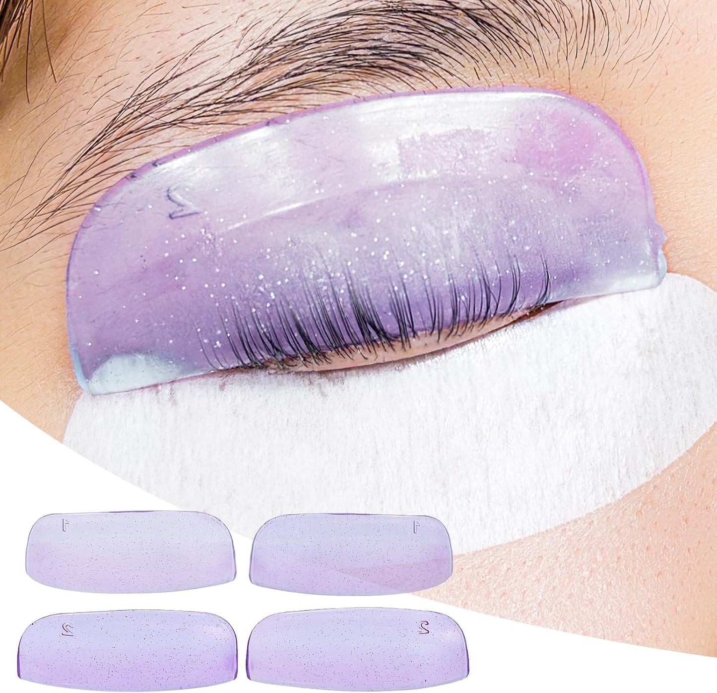 Libeauty Lash Lift Rods, 2 Sizes Eyelash Shields for Lash Perm, Reusable Soft Silicone Pads for Eyelash Curling & Lifting, Purple