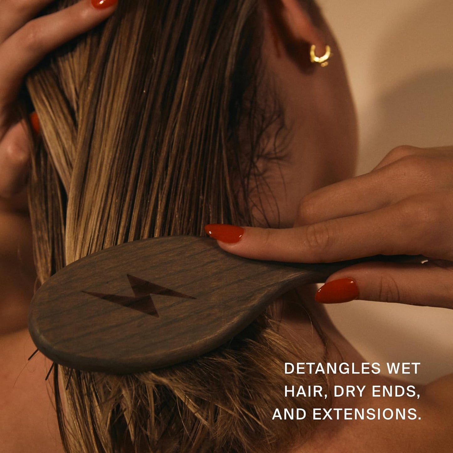 Daily Wood Hair Brush - Carbonized Ash Anti-Static Paddle for Frizz-Free Styling - Stainless Steel Bristles Scalp Massage - Safe for Color & Extensions - wet brush - detangling